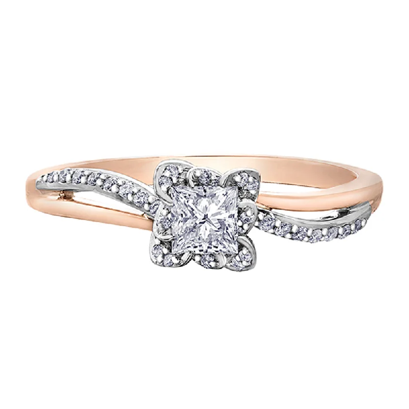 Cluster - Style Women's Diamond Rings with Multiple Small Diamonds Arranged in a Stunning PatternPrincess Cut Canadian Diamond Ring With Twist Detailing