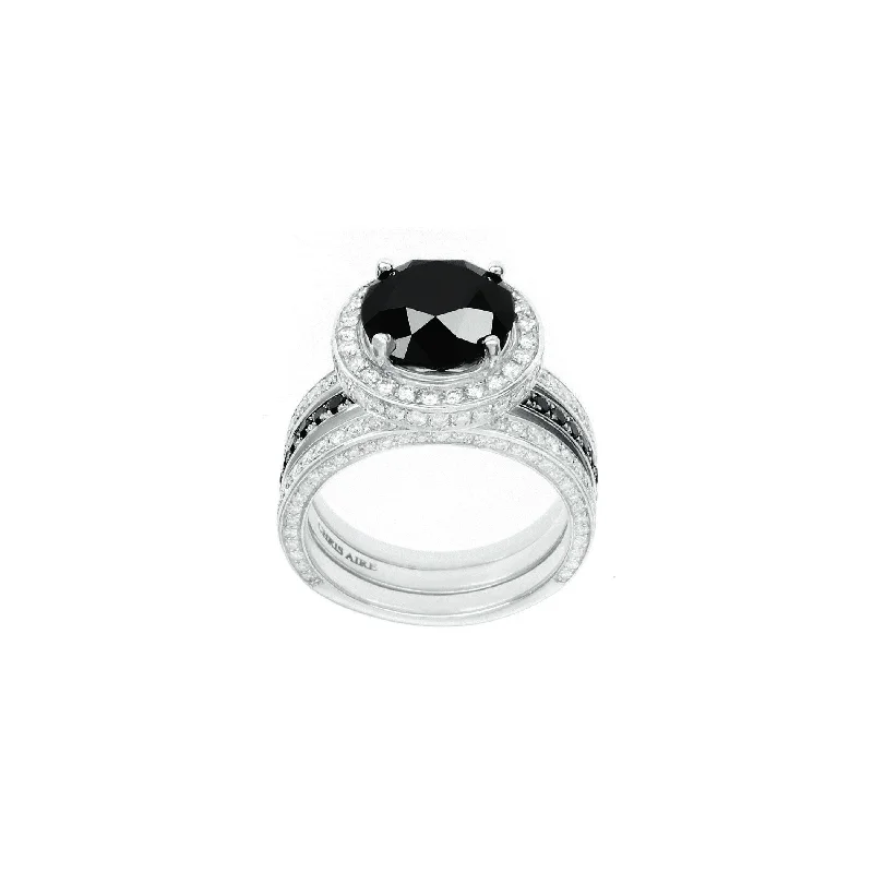 Men's Aquamarine Engagement Rings in 9K Gold with a Bezel - Set StoneSarah - Black Diamond Engagement Ring