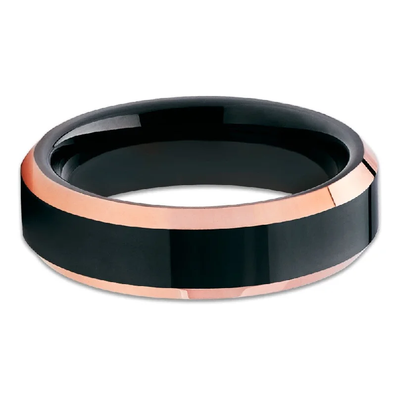 Beaded Fashion Rings in Natural Stones and Cotton Cord for a Handmade Aesthetic6Mm Rose Gold Black Tungsten Ring Two Tone Comfort Fit Scratch Resistant