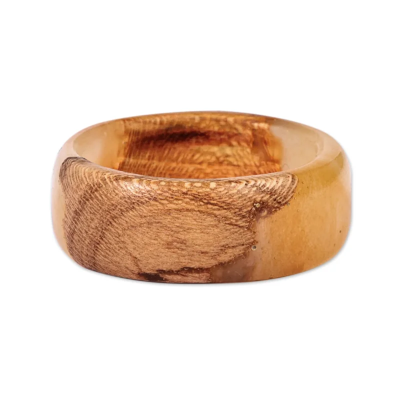 Chunky Fashion Rings in Copper with Geometric Patterns for a Bold AccessoryNovica Handmade Chic Victory Wood And Resin Band Ring