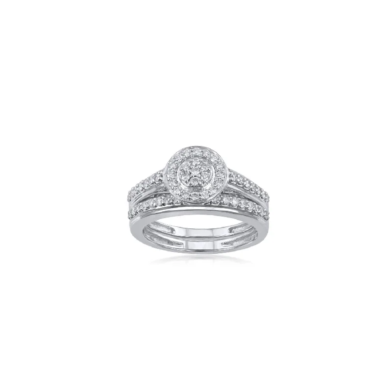 Art Deco - Inspired Women's Diamond Rings with Geometric Designs and Baguette - Cut Diamonds18K WG Engagement Diamond Ring-1pc