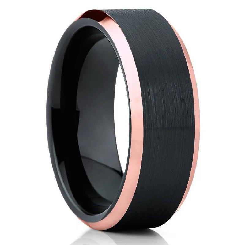 Enamel - Coated Fashion Rings in Bright Colors with Animal - Print PatternsBlack Tungsten Carbide Wedding Ring 8Mm Rose Gold Ip Beveled Edge Comfort Fit