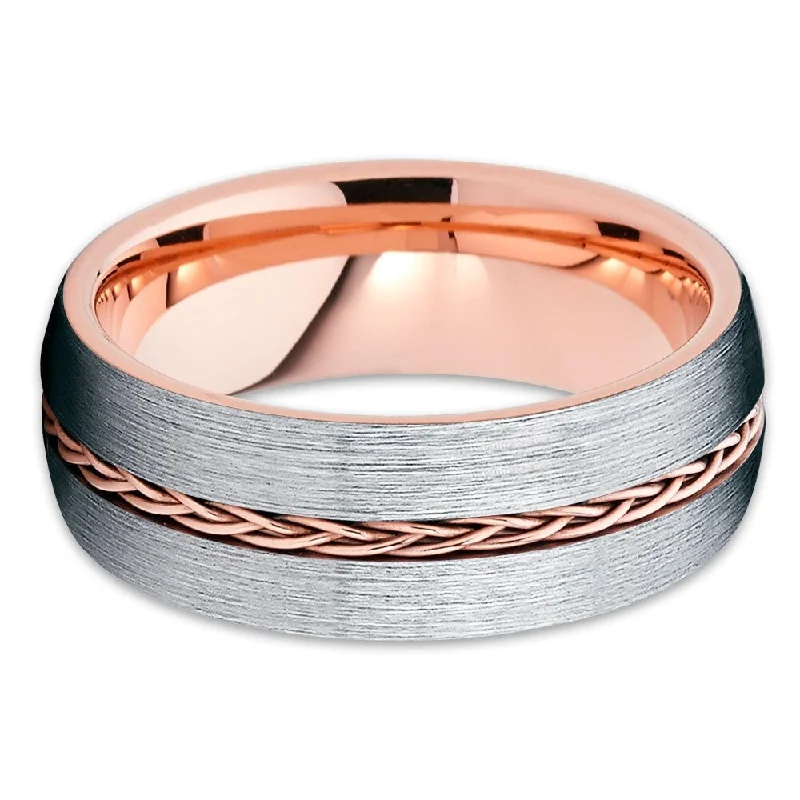 Chunky Fashion Rings in Copper with Geometric Patterns for a Bold AccessoryRose Gold Tungsten Wedding Ring 8Mm Comfort Fit Braid Size 713