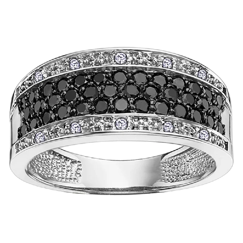 Women's Solitaire Diamond Rings with Round - Cut Diamonds and Platinum Settings for an Elegant EngagementPavé Set Black and White Diamond Ring