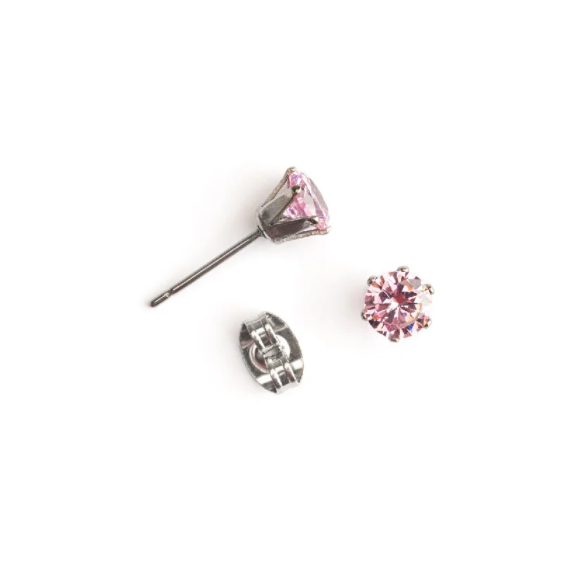 Hypoallergenic Sterling Silver Star - Studded Stud Earrings for Sensitive EarsLight Pink Titanium Stud Earrings