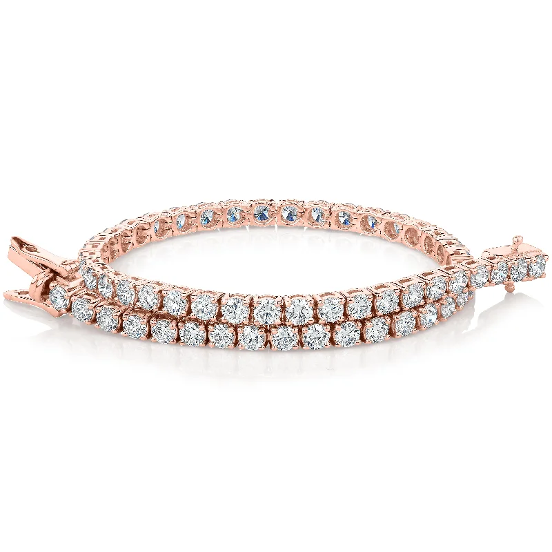 Rose Gold - Plated Bangles with Cubic Zirconia for a Glamorous TouchPremium Laboratory Created Diamond, 5 carat TW round brilliant tennis bracelet in 18 carat rose gold