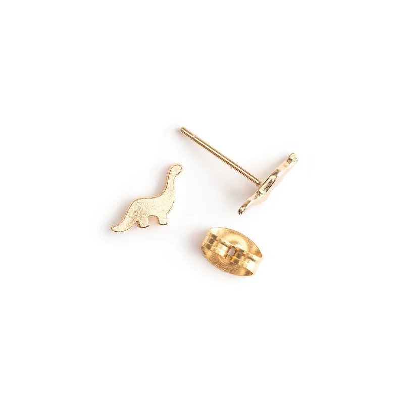 Pearl - Set Minimalist Stud Earrings in White for a Classic and Elegant AppearanceGold Dinosaur Stud Earrings