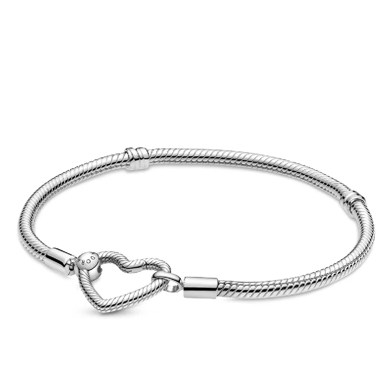 Personalized Chamm BraceletsPandora Moments Heart Closure Snake Chain Bracelet