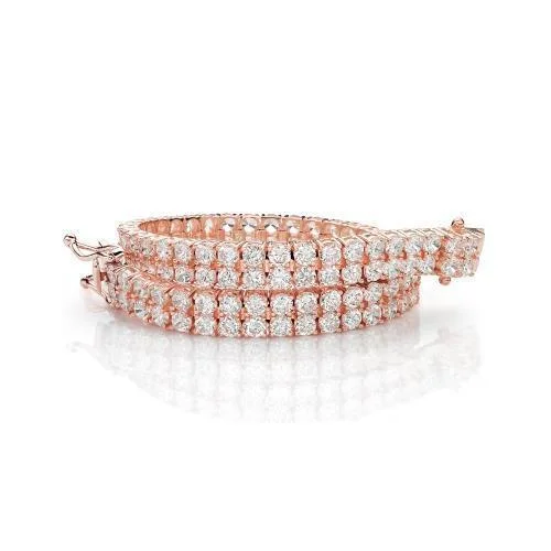 Adjustable Bangle Bracelets with Magnetic Closures for Easy Wear and RemovalRound Brilliant tennis bracelet with 13.86 carats* of diamond simulants in 10 carat rose gold