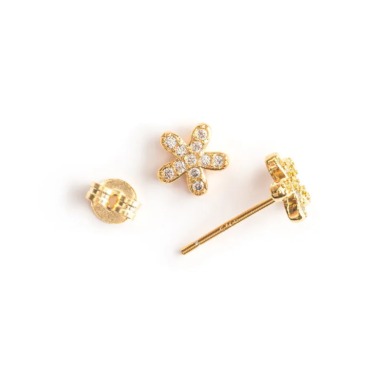 Glow - in - the - Dark Star Stud Earrings for a Mysterious and Night - Time - Friendly AccessoryCrystal Flower Gold Mini Stud Earrings