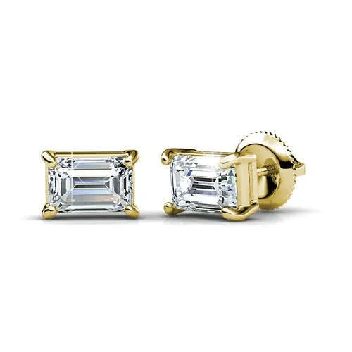 Rainbow - Colored Enameled Butterfly Stud Earrings for a Playful and Colorful StatementStunning 1.00CT Emerald Cut Diamond Stud Earrings in 14KT Yellow Gold