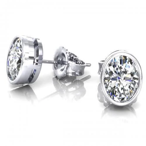 Magnetic - Back Stud Earrings in Black for Easy and Comfortable Wear0.25-2.00 CT Oval Cut Diamonds - Stud Earrings