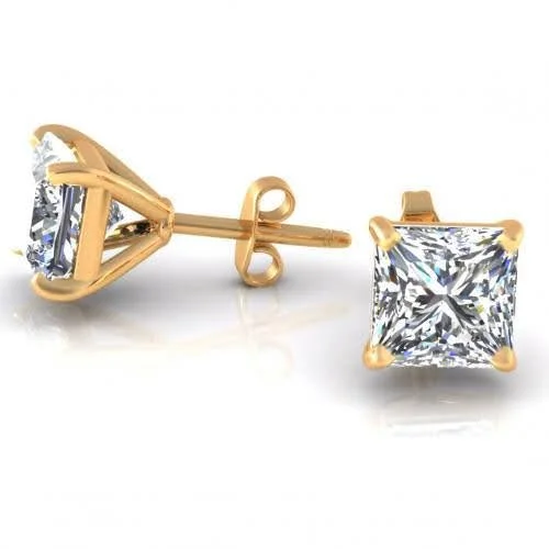 Laser - Engraved Initial Stud Earrings in Silver for a Personalized and Customized AccessoryAttainable 1.00CT Princess Cut Diamond Stud Earrings in 14KT Yellow Gold