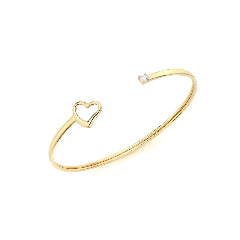 Bangle Bracelets with LED Lights for a Glowing and Trendy Accessory9K Yellow Gold CZ & Heart Flexible Cuff Bangle