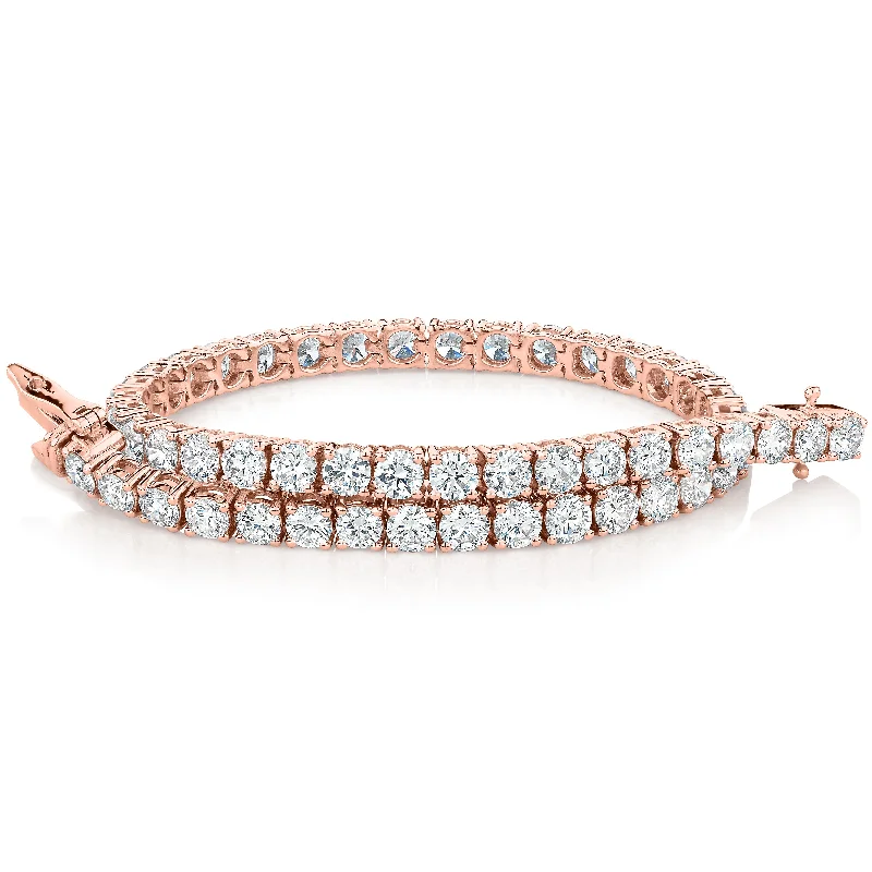 Rose Gold - Plated Bangles with Cubic Zirconia for a Glamorous TouchSignature Simulant Diamond 7 carat* TW round brilliant tennis bracelet in 10 carat rose gold