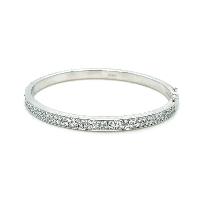 Bangle Bracelets with Celtic Knotwork for a Symbolic and Stylish Look18K White Gold Diamond Row Bangle