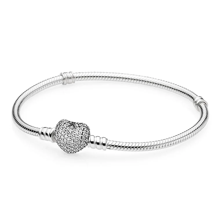 Handmade Chamm BraceletsPandora Moments Sparkling Pavé Heart Clasp Bracelet