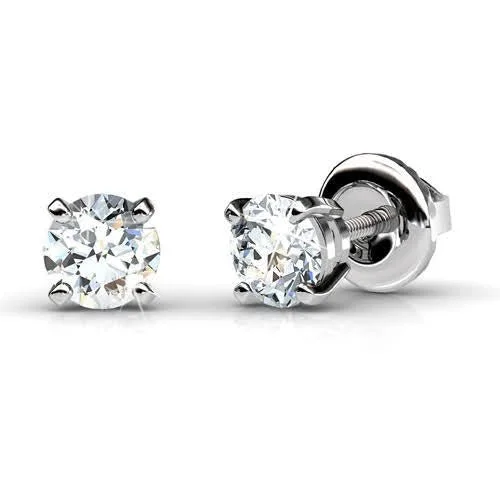 Laser - Engraved Initial Stud Earrings in Silver for a Personalized and Customized AccessoryRunning out 1.00CT Round Cut Diamond Stud Earrings in 14KT White Gold