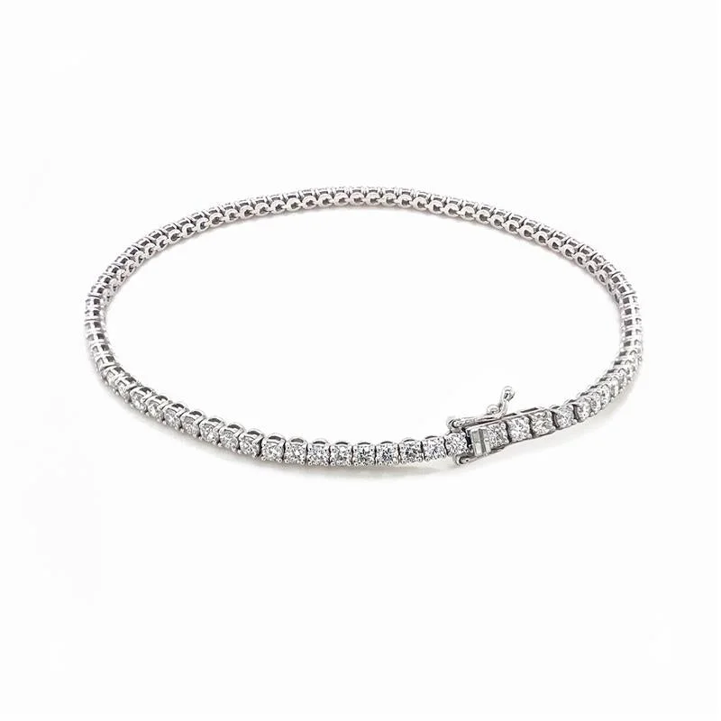 Vintage - Inspired Bangle Bracelets with Filigree and Rhinestone Accents18K White Gold Lab Diamond Tennis Bracelet