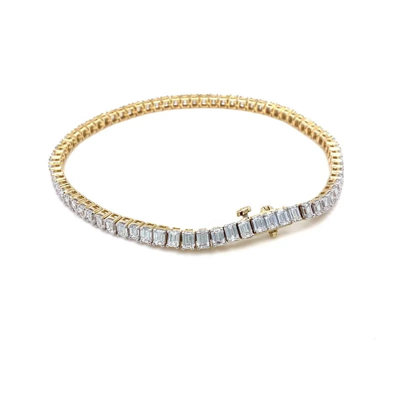 Leather - Wrapped Bangles with Studded Details for a Rock - Chic Vibe9K Yellow Gold Lab Grown Diamond Bracelet