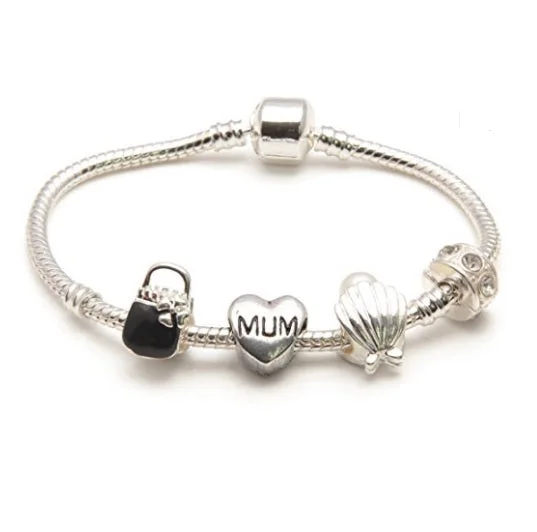 Chamm Bracelets for yoga loversMum 'Pearl Lady' Silver Plated Charm Bead Bracelet