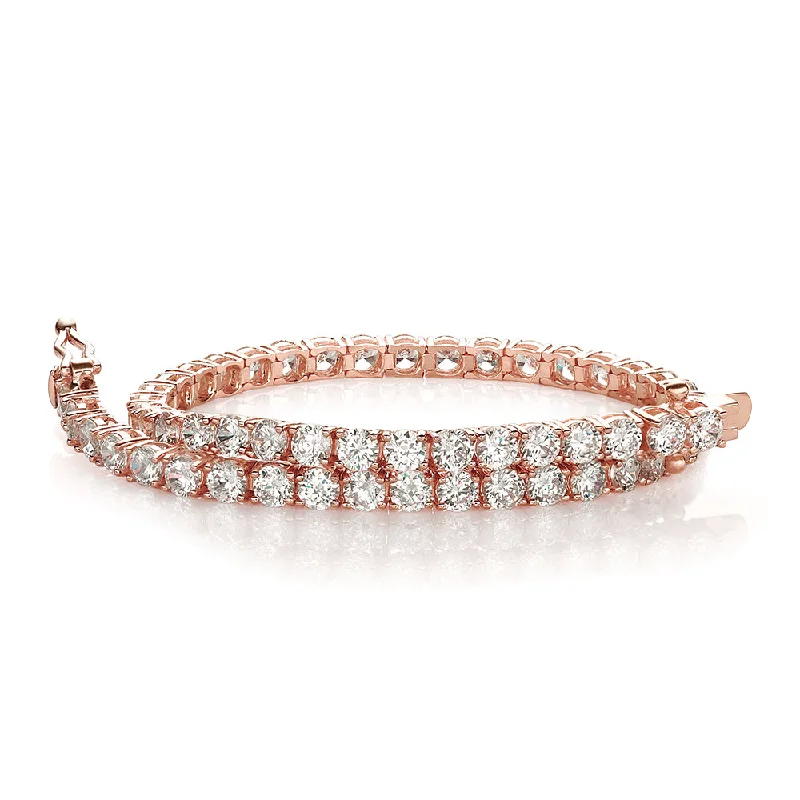 Bangle Bracelets with Adjustable Screw - Closures for a Secure FitRound Brilliant tennis bracelet with 6.27 carats* of diamond simulants in 10 carat rose gold