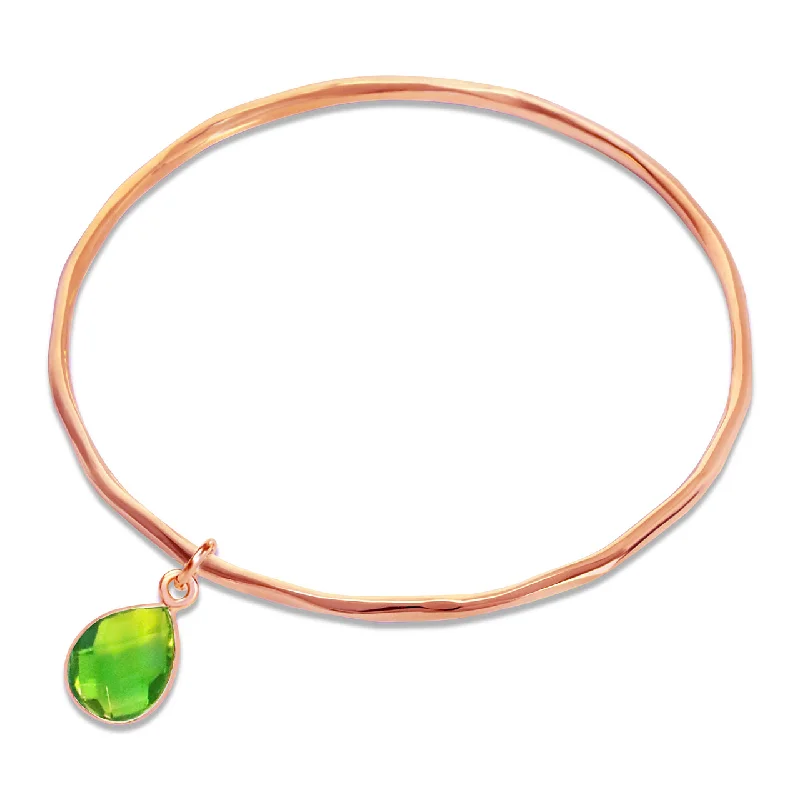 Chamm Bracelets with natural materialsPeridot Charm Bangle | Rose Gold - August