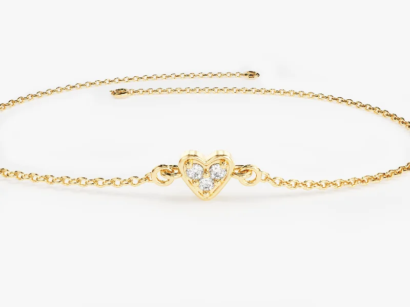 Chamm Bracelets for couplesTiny Heart Diamond Bracelet in 14k Gold