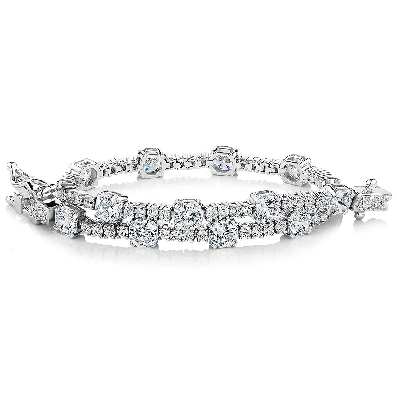 Plus Size Women's Wide Bangle Bracelets in Matte Finish for a Statement PieceRound Brilliant tennis bracelet with 8.15 carats* of diamond simulants in sterling silver