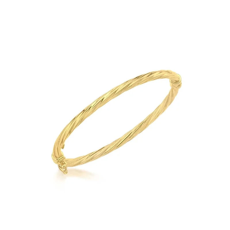 Bangle Sets with Mix - and - Match Patterns for a Versatile Accessory9K Yellow Gold 3mm Twist Oval Baby Bangle