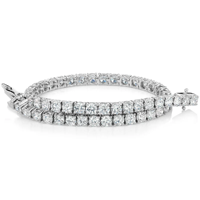 Boho - Style Bangle Bracelets with Feather and Bead EmbellishmentsPremium Laboratory Created Diamond, 7 carat TW round brilliant tennis bracelet in 18 carat white gold