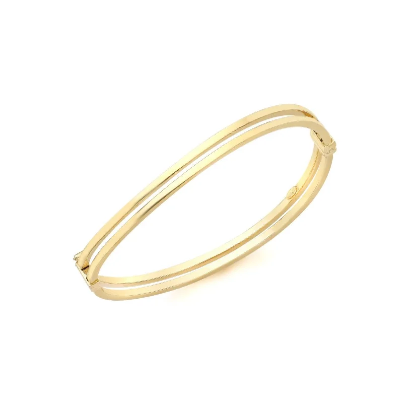 Rose Gold - Plated Bangles with Cubic Zirconia for a Glamorous Touch9K Yellow Gold 5mm Double-Square-Tube Wave Bangle