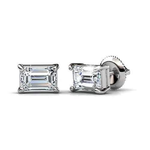 Men's Stainless Steel Skull Stud Earrings with Black Enamel for an Edgy and Rock - Inspired StyleIncredible 1.00CT Emerald Cut Diamond Stud Earrings in 14KT White Gold