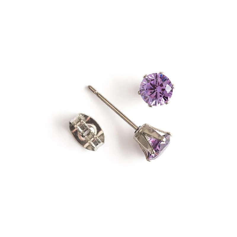 Glow - in - the - Dark Star Stud Earrings for a Mysterious and Night - Time - Friendly AccessoryPurple Crystal Titanium Stud Earrings