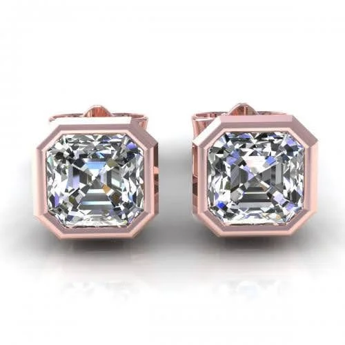 Vintage - Inspired Filigree - Worked Stud Earrings in Gold - Tone for an Antique AestheticCertified 2.00CT Asscher Cut Diamond Earrings in 14KT Rose Gold