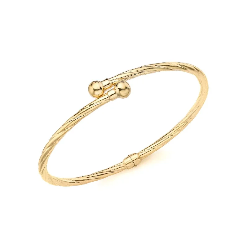 Clear Crystal - Embellished Bangles for a Sparkling and Elegant Appearance9K Yellow Gold 3mm Twist Crossover Bangle