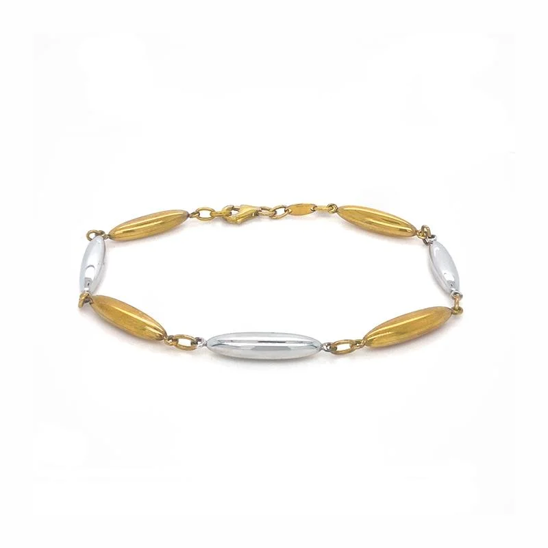 Bangle Bracelets with Adjustable Screw - Closures for a Secure Fit9K 2-Colour Gold Fancy Link Bracelet