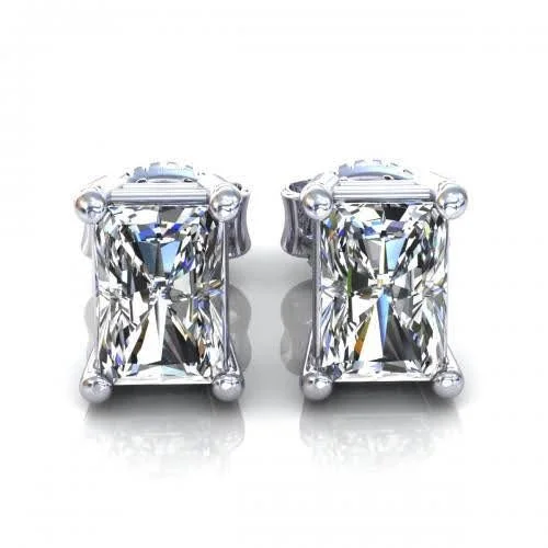 Hypoallergenic Sterling Silver Star - Studded Stud Earrings for Sensitive EarsLimited edition 1.00CT Radiant Cut Diamond Stud Earrings in 14KT White Gold