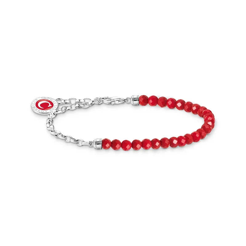 Chamm Bracelets with gemstonesMember charm bracelet with red beads