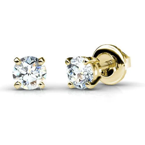 Hypoallergenic Sterling Silver Star - Studded Stud Earrings for Sensitive EarsGuaranteed 1.00CT Round Cut Diamond Stud Earrings in 14KT Yellow Gold