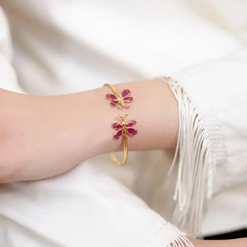 Geometric - Shaped Bangles in Matte Black for a Minimalist AestheticTwo Butterfly Motif Silver Bangle