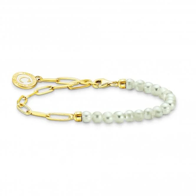 Personalized Chamm BraceletsCharmista White Gold Plated Freshwater Pearl Bracelet A2129-430-14