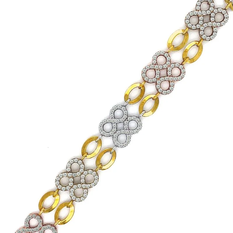 Clear Crystal - Embellished Bangles for a Sparkling and Elegant Appearance9K 3-Colour Gold CZ Fancy Bracelet