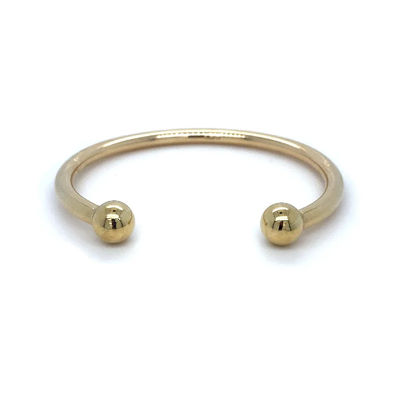 Bangle Bracelets with Adjustable Screw - Closures for a Secure Fit9K Yellow Gold Solid Torque Bangle