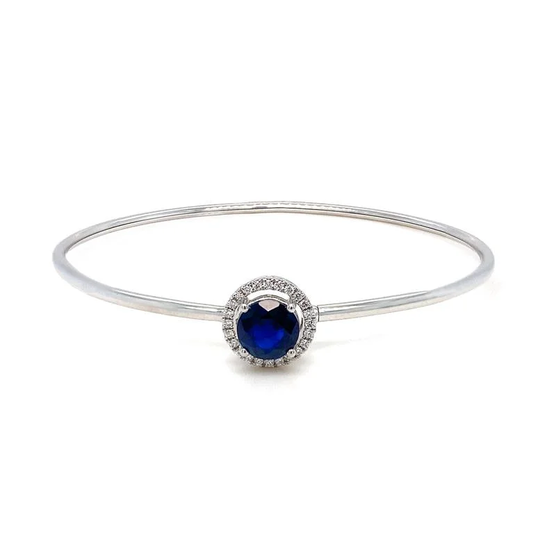 Enamel - Coated Bangles in Vibrant Rainbow Colors for a Playful Style9K White Gold Diamond & Blue Sapphire Halo Bangle