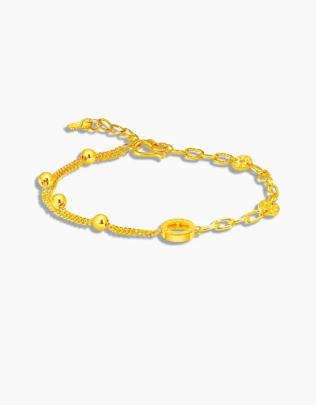 Bangle Bracelets with Adjustable Screw - Closures for a Secure FitLVC 9IN Lyndzi Beaded 999 Gold Bracelet