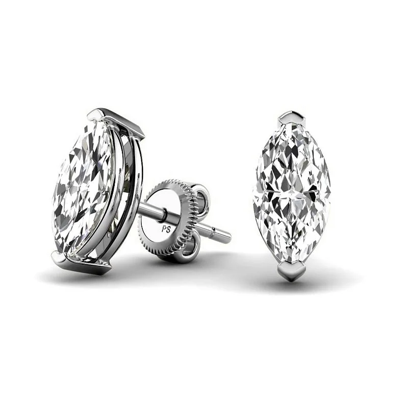 Men's Stainless Steel Skull Stud Earrings with Black Enamel for an Edgy and Rock - Inspired Style0.60-5.00 CT Marquise Cut Lab Grown Diamonds - Stud Earrings