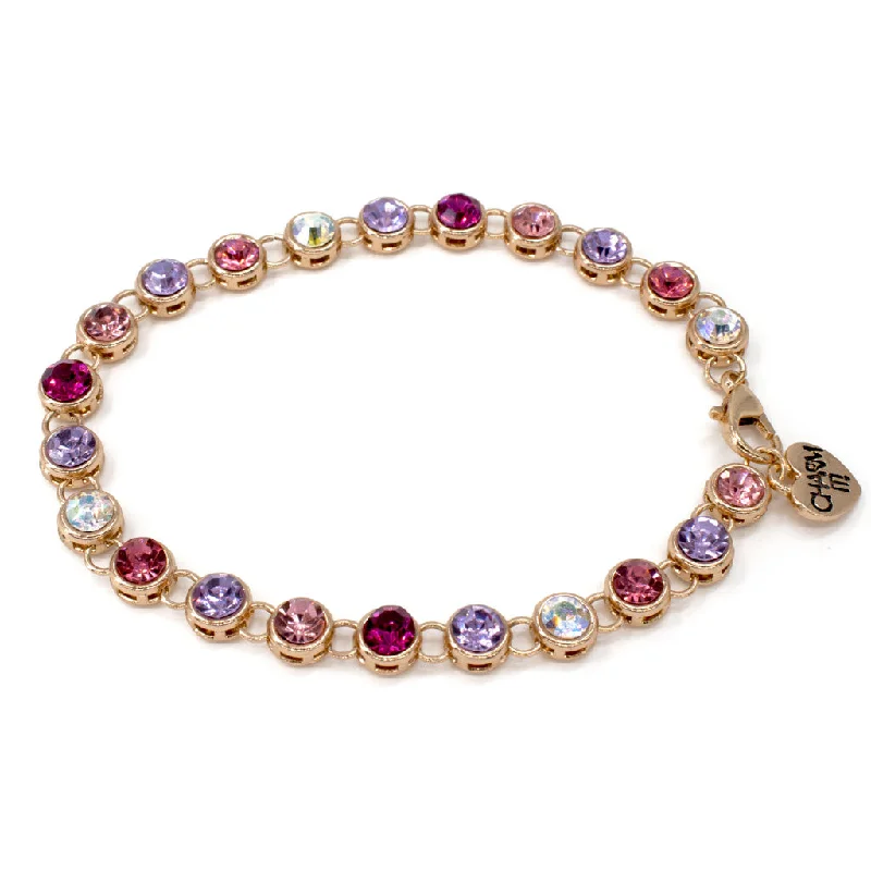 Chamm Bracelets for everyday wearGold Pink Multi Rhinestone Bracelet