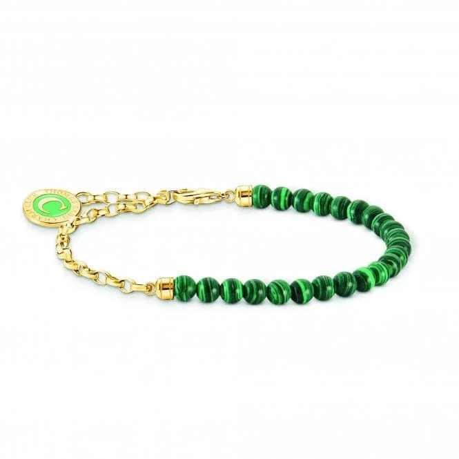 Personalized Chamm BraceletsCharmista Green Sterling Silver Gold Plated Stone Bracelet A2130-140-6