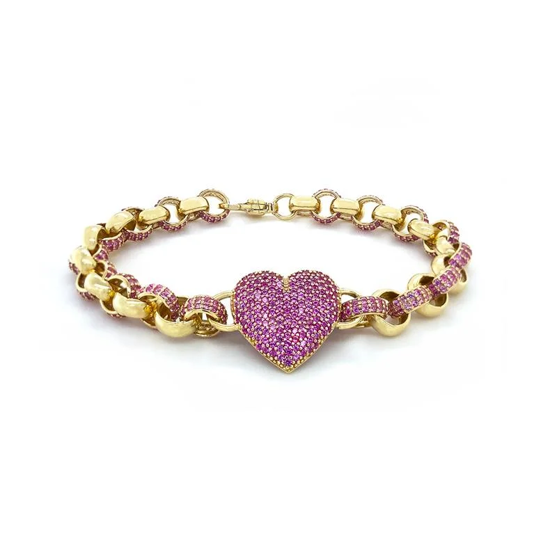 Stretch Bangle Bracelets with Elastic Cord for a Comfortable Fit9K Yellow Gold Pink CZ Heart Bracelet